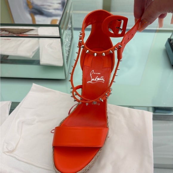 Authentic Christian Louboutin Chocozeppa Spikes 120 Vibrant Orange Platform - Picture 6 of 9